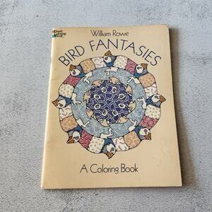 Vintage 1978 Bird Fantasies Dover Adult Coloring Book Mandala Abstract Designs